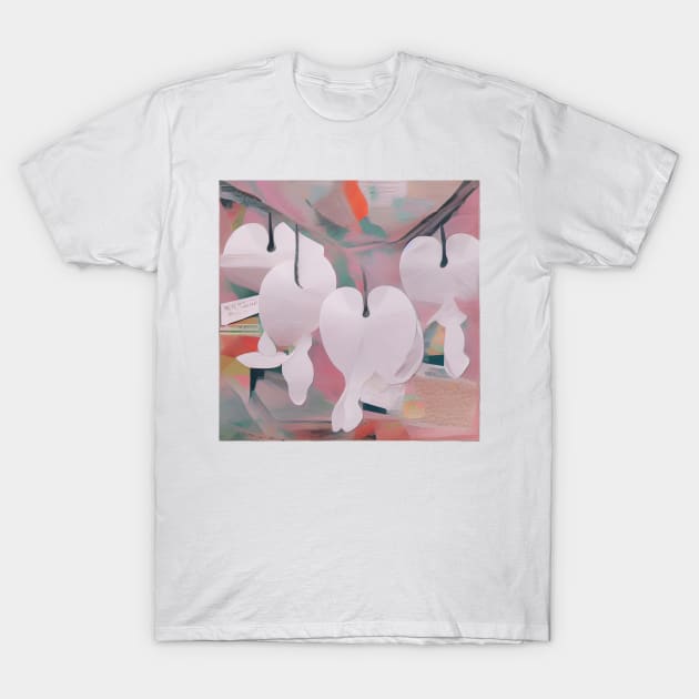 White Bleeding Hearts T-Shirt by DANAROPER